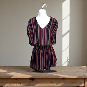 Rails Lucca Dress in Brava Stripe V neck Smocked Waist - Size M